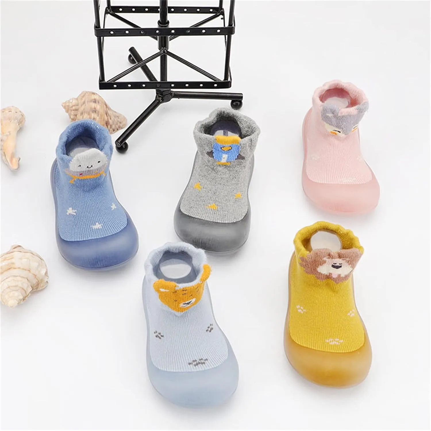 Baby Walking Sock Shoes Infant Non-Slip Breathable Slippers With Soft Rubber Sole Baby Rubber Sole Foot Rubber Sock
