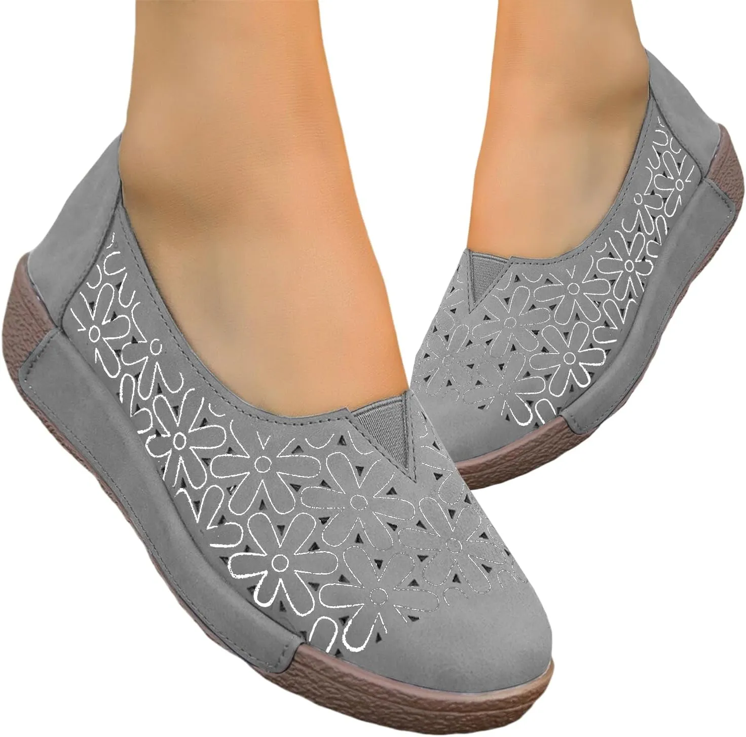 Ballet Flats Shoes for Women Hollow Out Closed Toe Flats Slip-On Leather Boat Shoes Breathable Bohemia Walking Outdoor Flat Sandals 2025