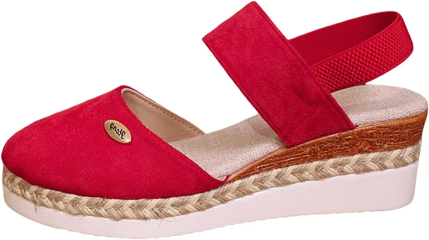 Cathalem Orthopedic Sandals for Women Espadrilles Platform Wedge Ankle Strap Sandals Comfortable Anti Slip Casual Shoes