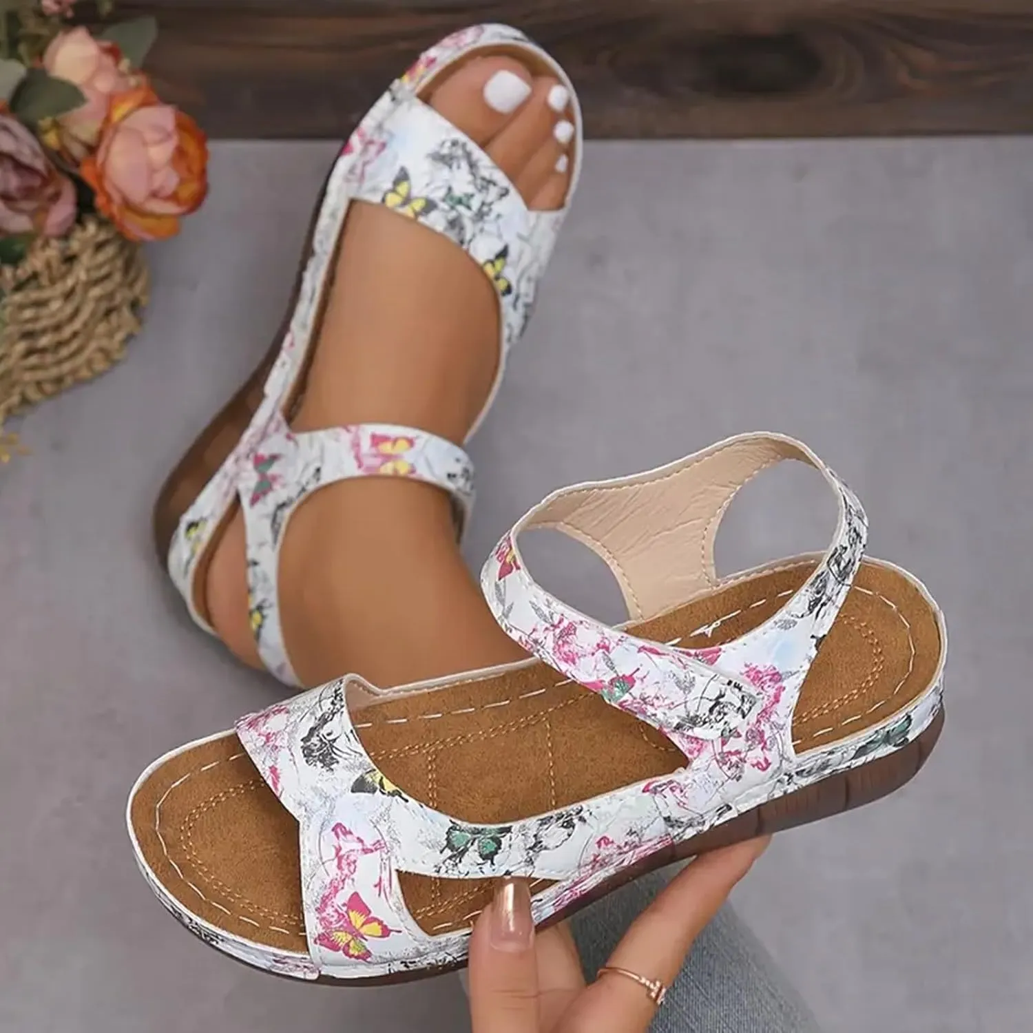 Comfortable Wedge Wedges Sandals Slip on Low Heel With Arch Support for Women Spring Summer Womens Open Toe Non-slip Dressy Slip on Wedges Shoes Hiking Waterproof Comfortable Dresses Wedding