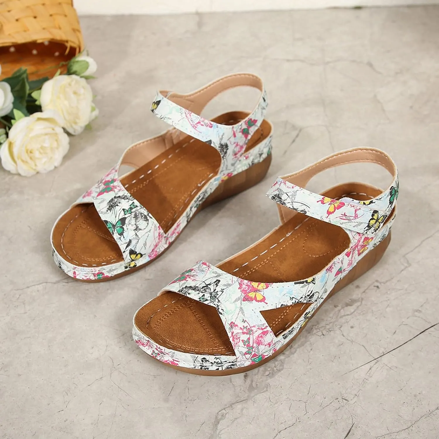 Comfortable Wedge Wedges Sandals Slip on Low Heel With Arch Support for Women Spring Summer Womens Open Toe Non-slip Dressy Slip on Wedges Shoes Hiking Waterproof Comfortable Dresses Wedding