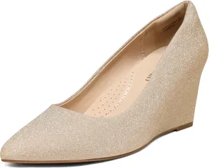 DREAM PAIRS Women's Wedges Closed Toe High Heels Dress Wedding Bride Pointed Toe Pumps Shoes