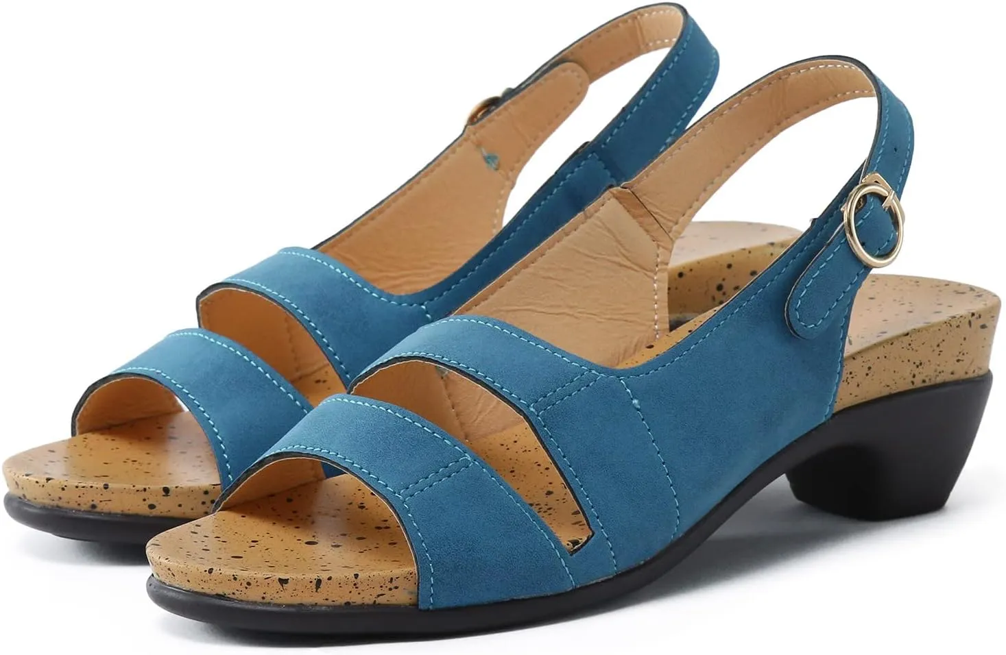 Eduavar Orthopedic Sandals for Women, Sandals Women Fashion Summer Casual Elegant Low Heel Sandals with Ankle Strap
