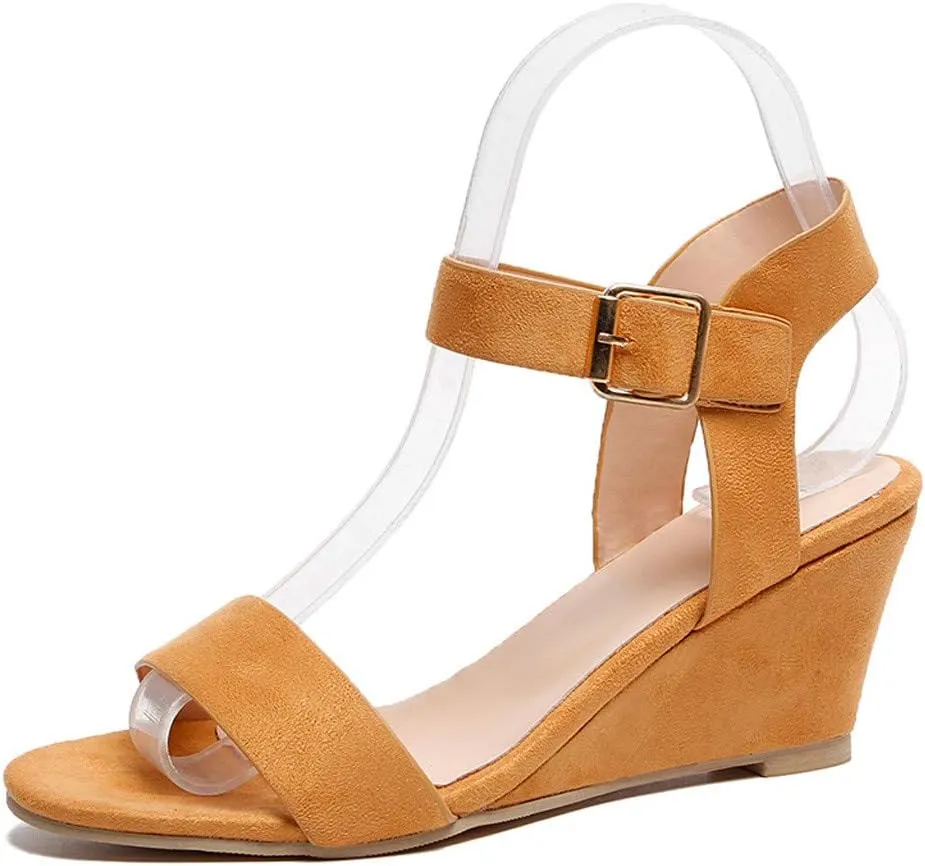 Eduavar Womens Wedge Sandals, Summer Sandals for Women 2023 Open Toe Ankle Strap Wedge Sandals Summer Dress Shoes