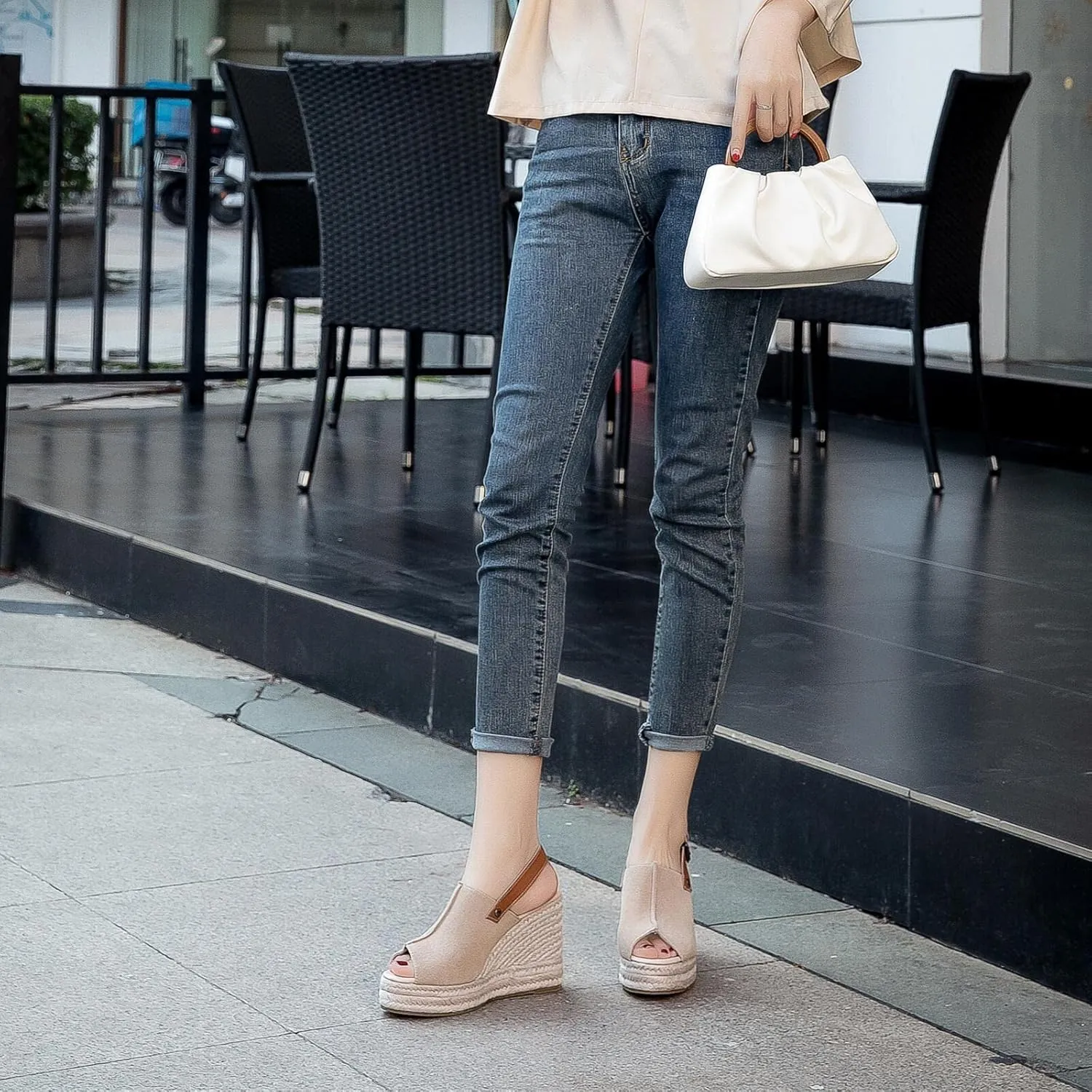 Espadrille Wedge Sandals for Women-Comfortable and Breathable Womens, Comfortable Fish Mouth Wedges, Can Be Worn with Shopping, Dresses, Jeans, Shorts