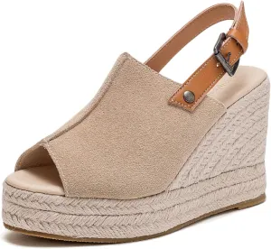 Espadrille Wedge Sandals for Women-Comfortable and Breathable Womens, Comfortable Fish Mouth Wedges, Can Be Worn with Shopping, Dresses, Jeans, Shorts