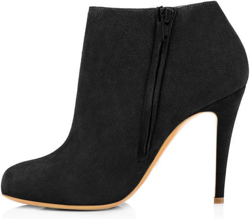 FSJ Women Fashion Almond Toe Boots Stiletto High Heels Ankle Booties Comfy Shoes Side Zipper US Size 4-15 US
