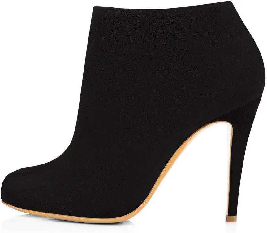 FSJ Women Fashion Almond Toe Boots Stiletto High Heels Ankle Booties Comfy Shoes Side Zipper US Size 4-15 US