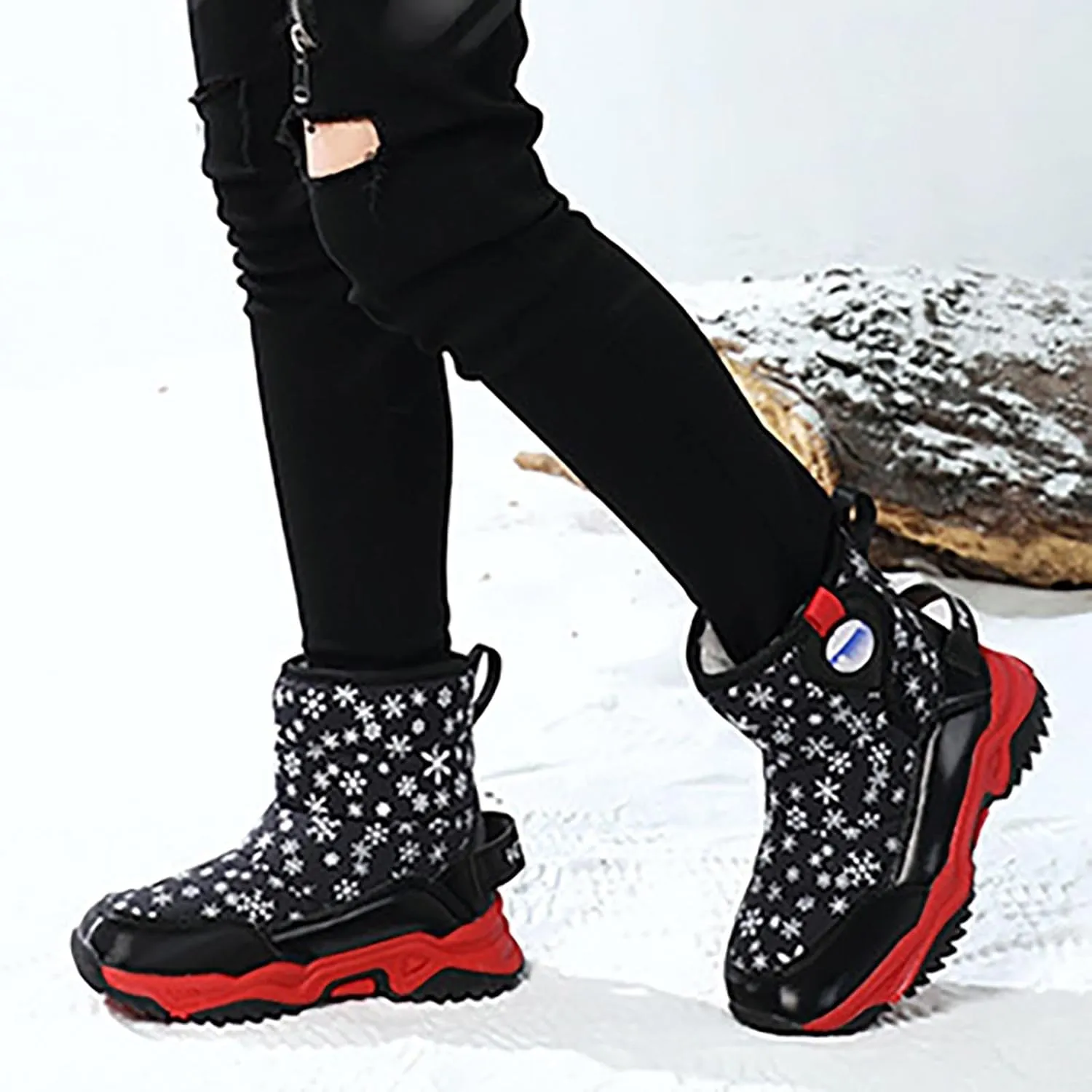 Girls Boys Snow Boots Outdoor Warm Comfortable Non Slip Mid Calf Padded Small Big Kids Winter Shoes Girls Boots Size 13