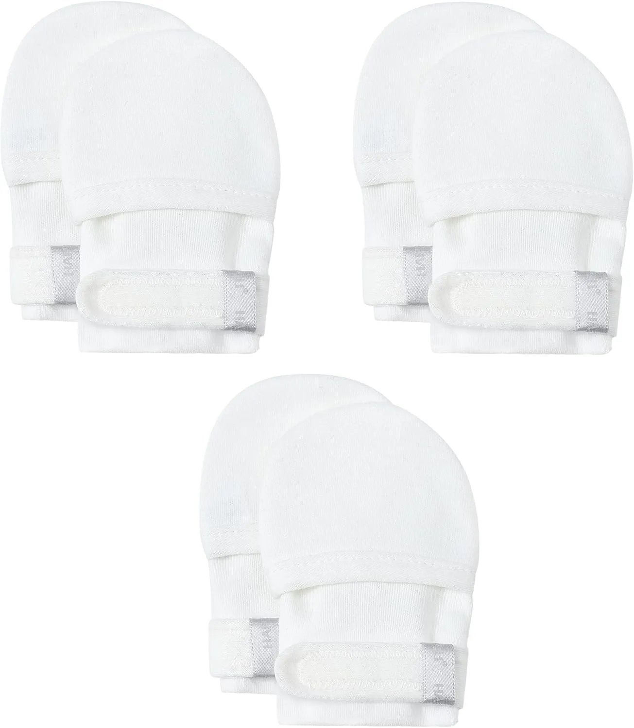 HAPIU Baby No Scratch Mittens Stay On, 100% Cotton Breathable, Adjustable Infant Gloves for Boys Girls, Newborn - 12 M