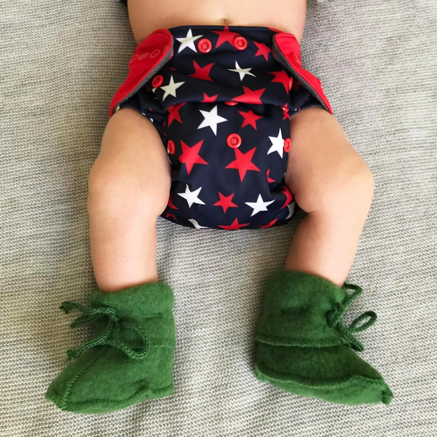 Infant Baby Warm Booties Socks with Ties, Organic Merino Wool Fleece