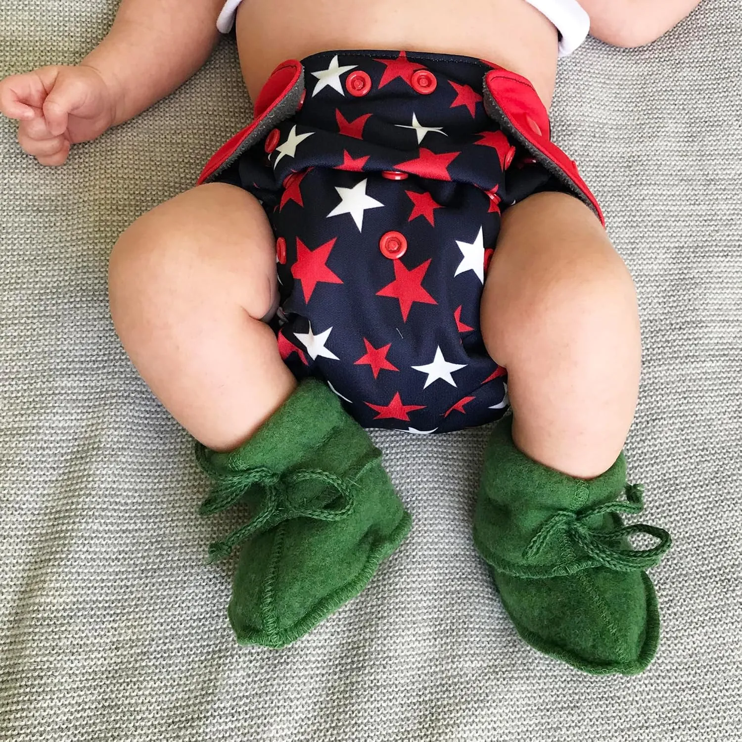 Infant Baby Warm Booties Socks with Ties, Organic Merino Wool Fleece