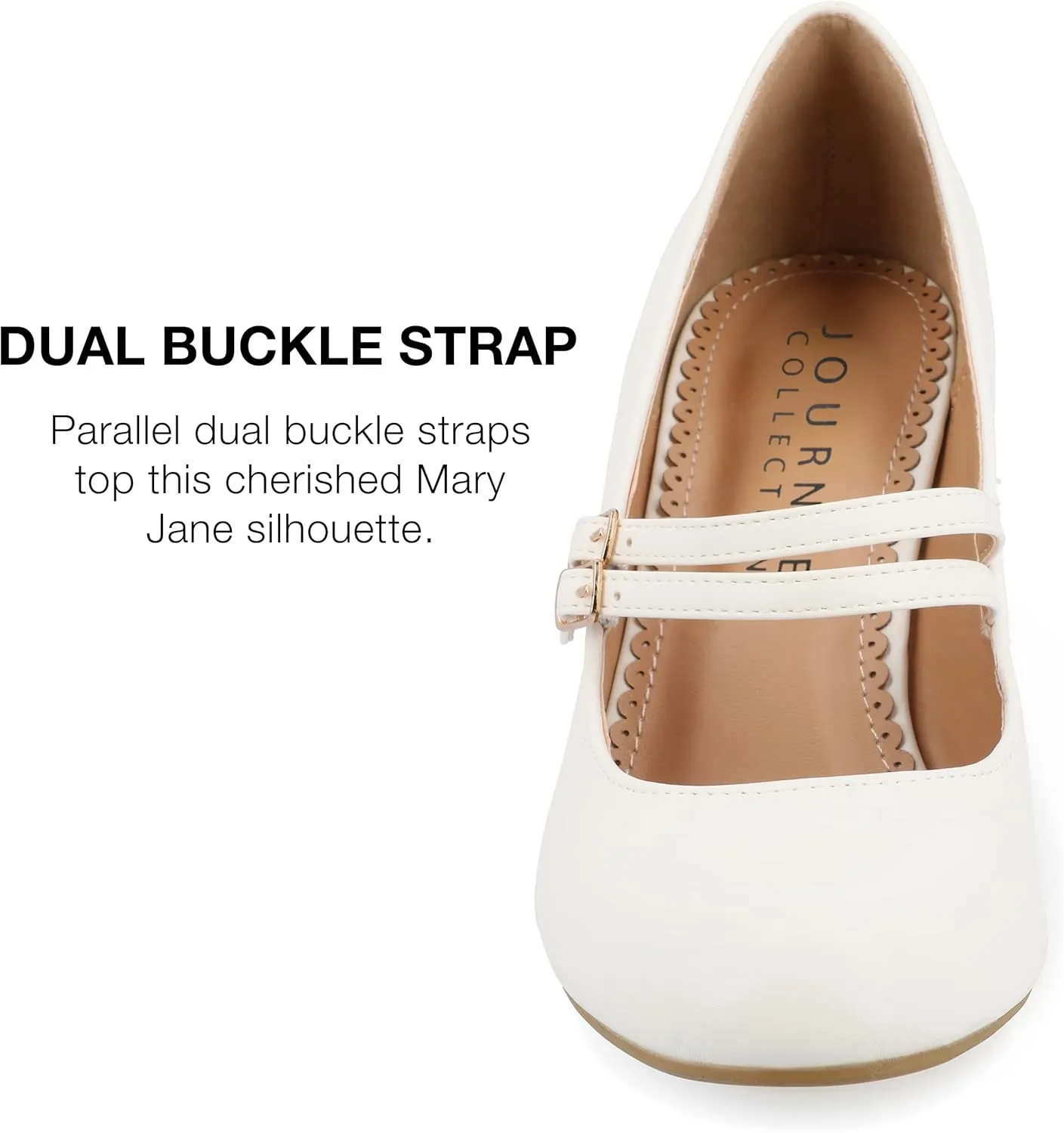 Journee Collection Womens Wendy Mary Jane Pumps Closed Round Toe Double Buckle Strap Chunky Block Heel