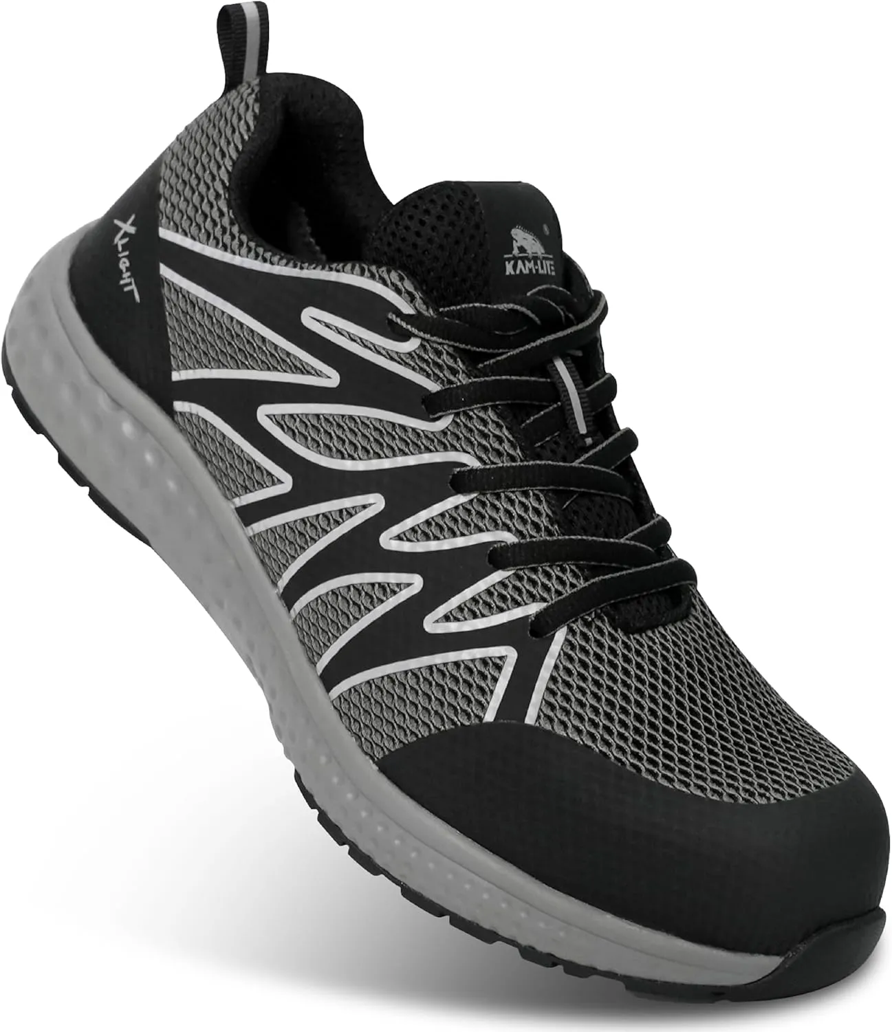 Lightweight Safety Sneakers for Men Women, Breathable Composite Toe Work Shoes, Anti-Puncture Kevlar Midsole, Slip Resistant, Cushioned Sole, Reflective, for Warehouse and Construction Use