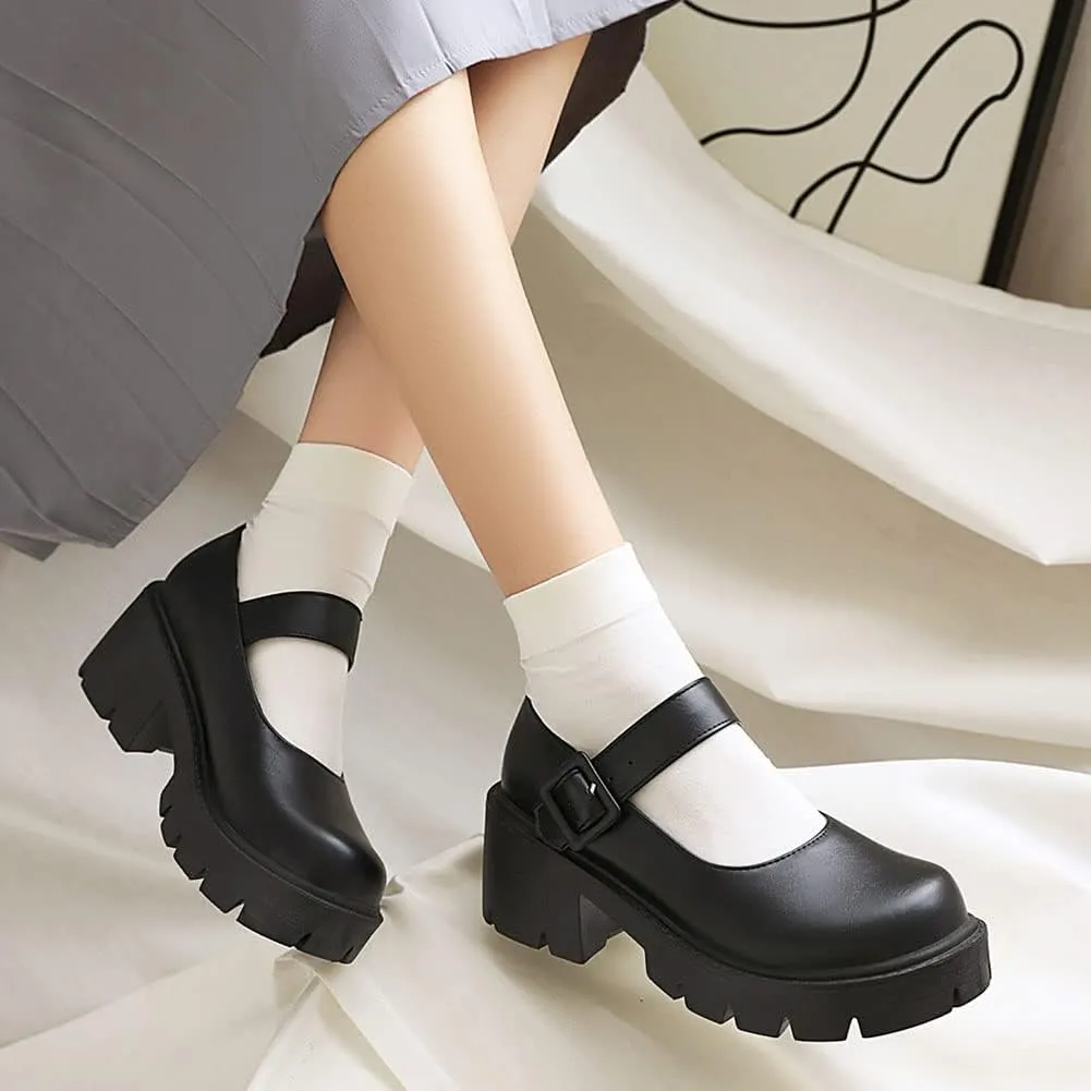 Mary Jane Platform Shoes for Women Wedges Lolita Shoes School Shoes