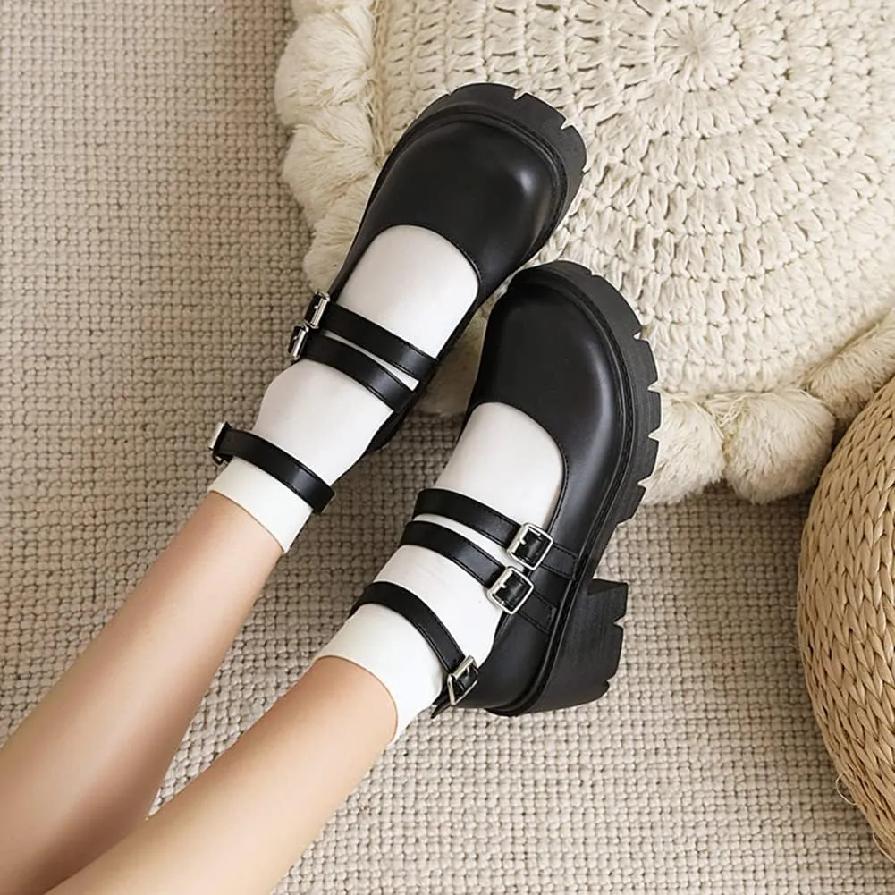 Mary Jane Platform Shoes for Women Wedges Lolita Shoes School Shoes
