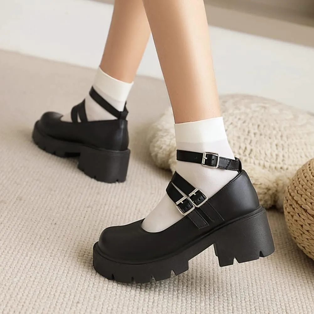 Mary Jane Platform Shoes for Women Wedges Lolita Shoes School Shoes