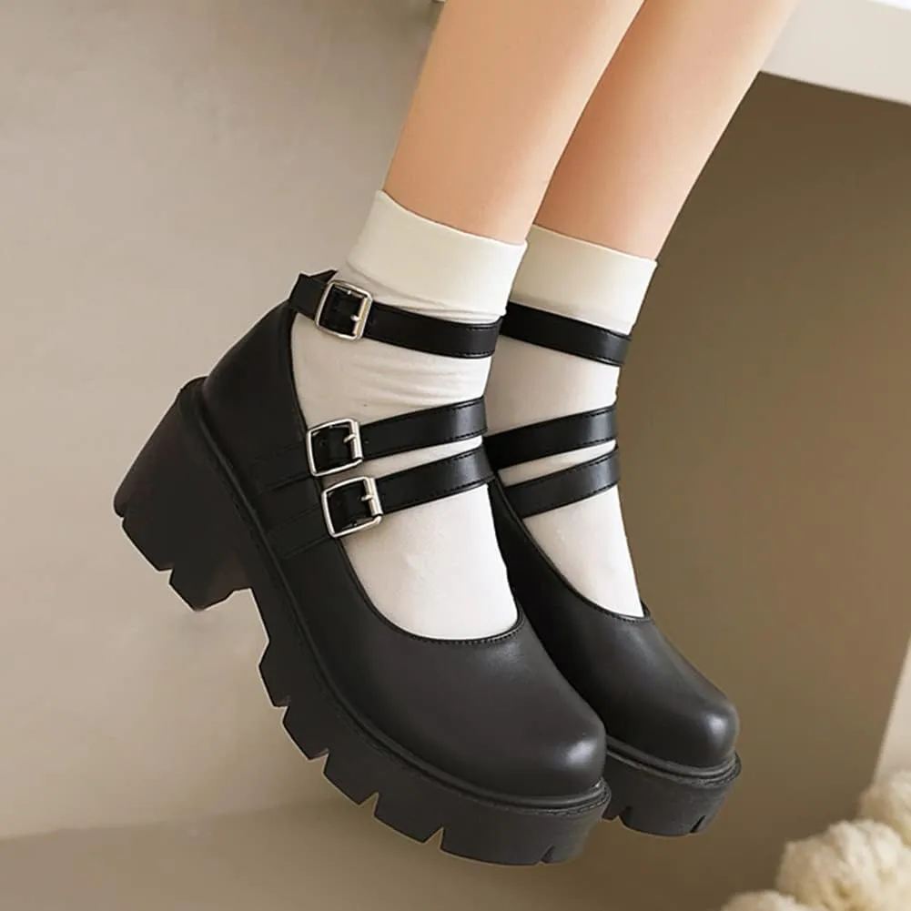Mary Jane Platform Shoes for Women Wedges Lolita Shoes School Shoes