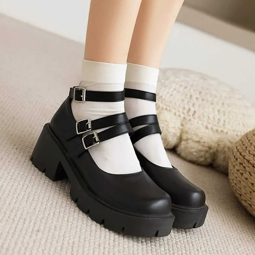 Mary Jane Platform Shoes for Women Wedges Lolita Shoes School Shoes
