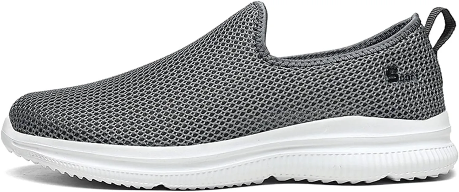 Men Slip on Walking Shoes Comfy Knitted Memory Foam Breathable Mesh Fashion Sneakers Non Slip Arch Support Cushioning Workout Tennis Shoes Wide Width