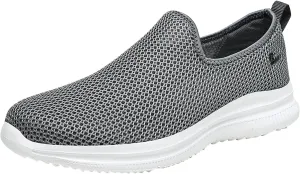 Men Slip on Walking Shoes Comfy Knitted Memory Foam Breathable Mesh Fashion Sneakers Non Slip Arch Support Cushioning Workout Tennis Shoes Wide Width