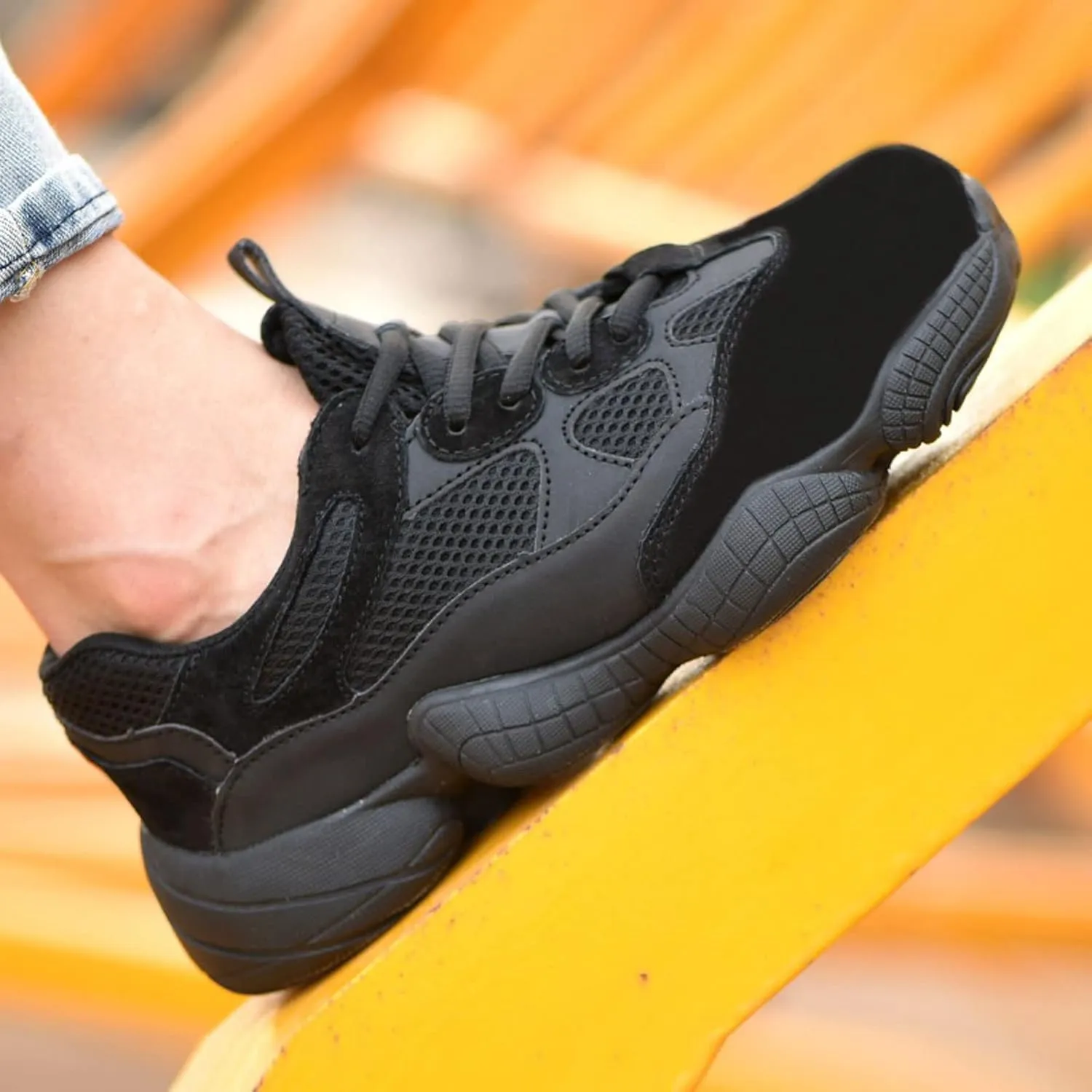 Men Winter Boots Unisex Work Safety Shoes Ankle Boots for Men Anti-Smashing Steel Toe Cap Indestructible Boots Luxury Designer Retro Sneakers(Black,9.5)