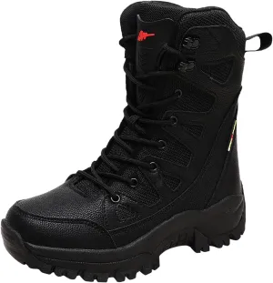 Men's Snow Boots Warm Fur Lined Mid Calf Winter Boots Lace Up Water Resistant Anti Slip Outdoor Lightweight Casual Climbing Shoes Hiking Shoes Work Trekking Boot