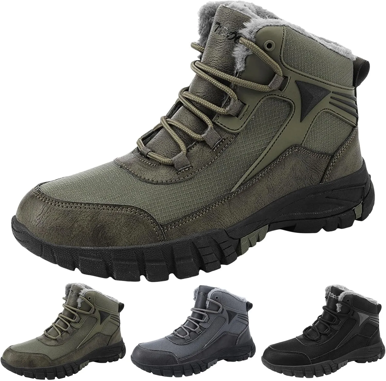 Men's Snow Boots Warm Lined Footwear Waterproof Outdoor Casual Winter Boots Non-slip Lace Up Ankle Boots for Cold Weather Climbing Shoes Hiking Boots