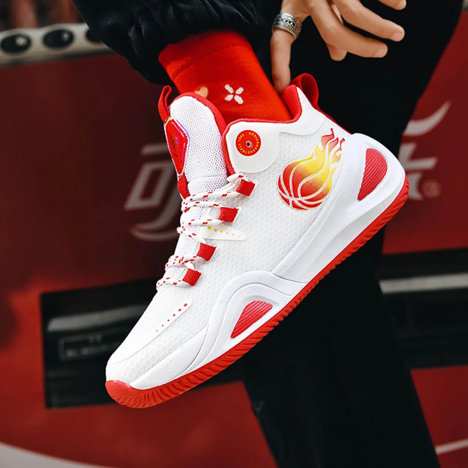 Men's Women's High Top Graffiti Anti Slip Training Basketball Shoes, Arch Support Casual Breathable Sports Running Shoes, Fitness Cushioning Walking Jogging Shoes