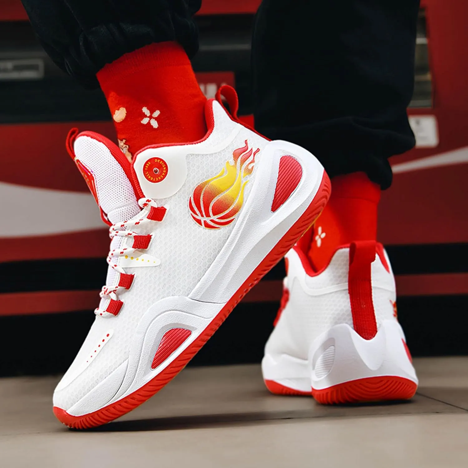 Men's Women's High Top Graffiti Anti Slip Training Basketball Shoes, Arch Support Casual Breathable Sports Running Shoes, Fitness Cushioning Walking Jogging Shoes