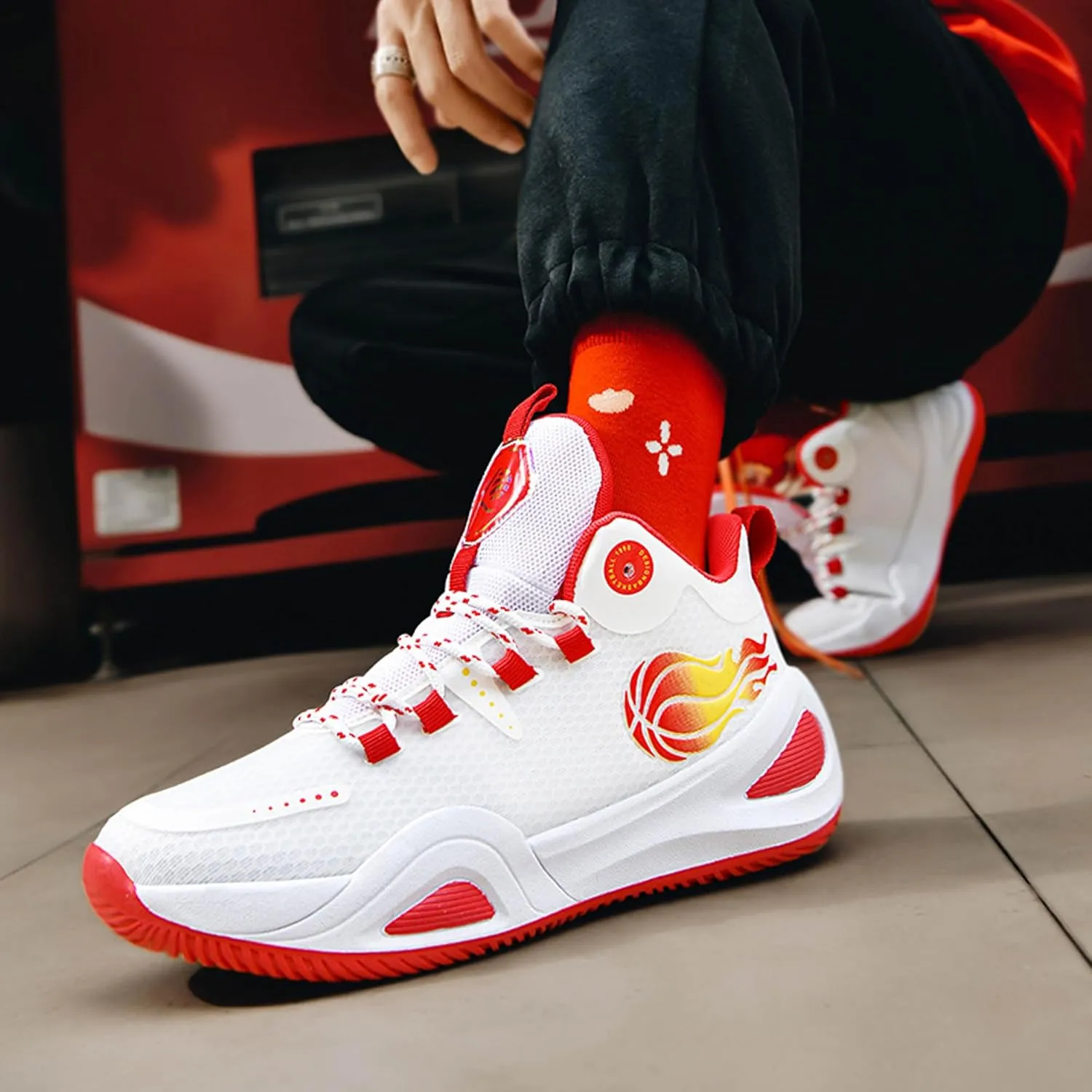 Men's Women's High Top Graffiti Anti Slip Training Basketball Shoes, Arch Support Casual Breathable Sports Running Shoes, Fitness Cushioning Walking Jogging Shoes