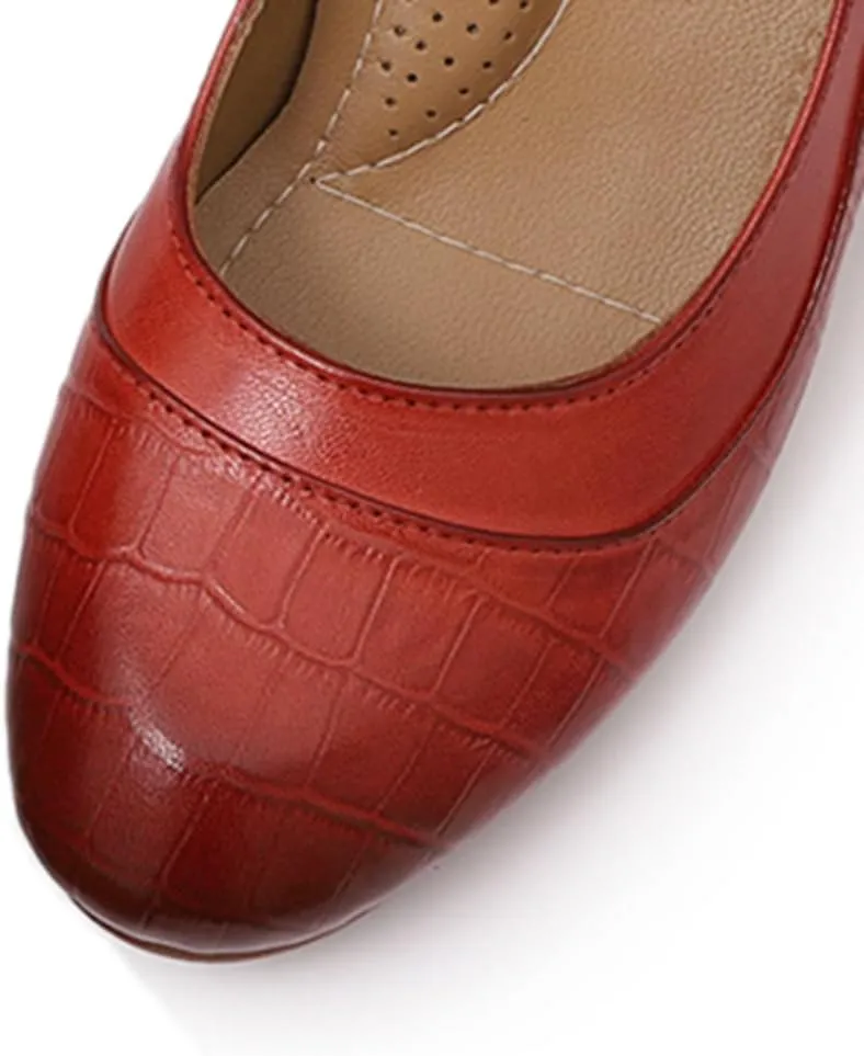 Mona flying Women's Leather Closed Toe 2 Inch Mid Wedges Heels with Arch Support Round Toe Comfortable Dress Pumps for Women Ladies