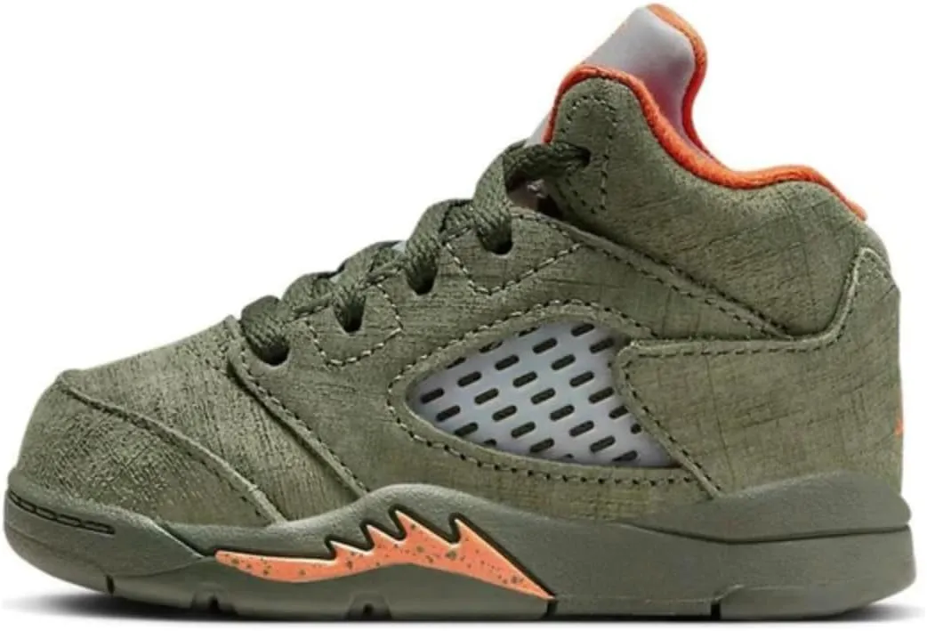 NIKE Toddler Air Jordan 5 Retro 'Olive' Army Olive/Solar Orange (440890 308) TD - Size 7c