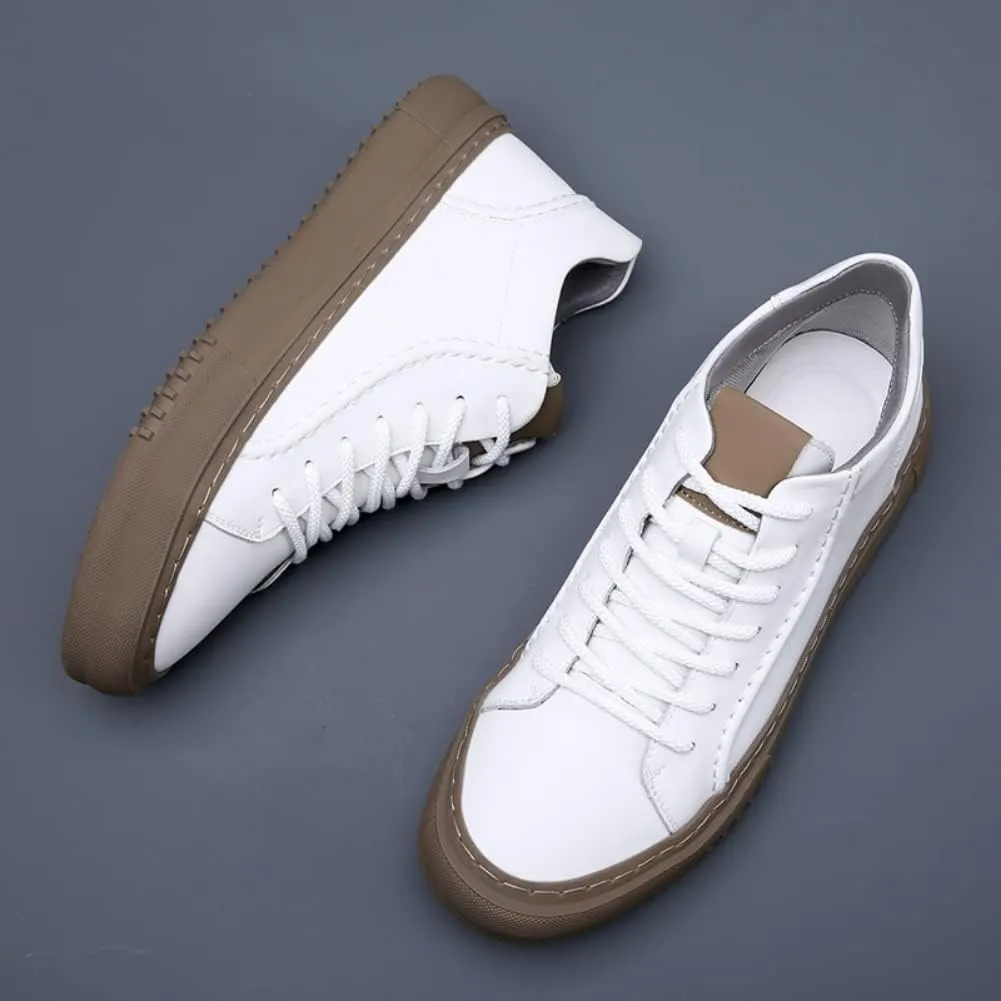 Outdoor Sport Sneakers for Men Leather Upper Lace Up Leather Elastic Sole Casual Sneaker Tenis para Hombre Designer Skate Shoes