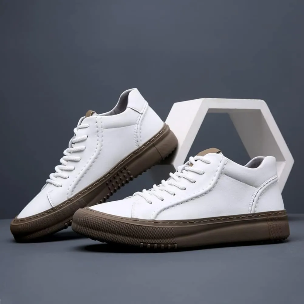 Outdoor Sport Sneakers for Men Leather Upper Lace Up Leather Elastic Sole Casual Sneaker Tenis para Hombre Designer Skate Shoes