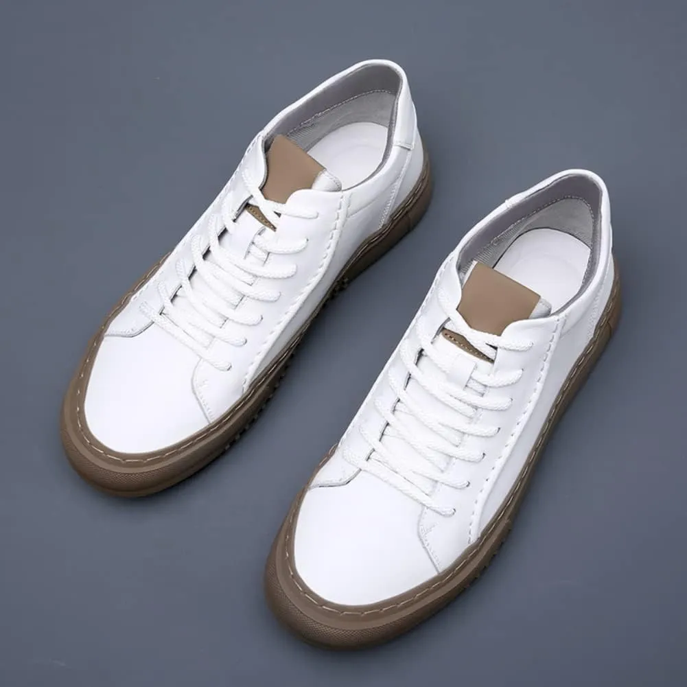 Outdoor Sport Sneakers for Men Leather Upper Lace Up Leather Elastic Sole Casual Sneaker Tenis para Hombre Designer Skate Shoes