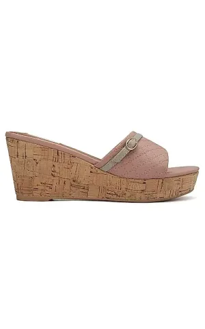 Pink Textured Leather Wedges