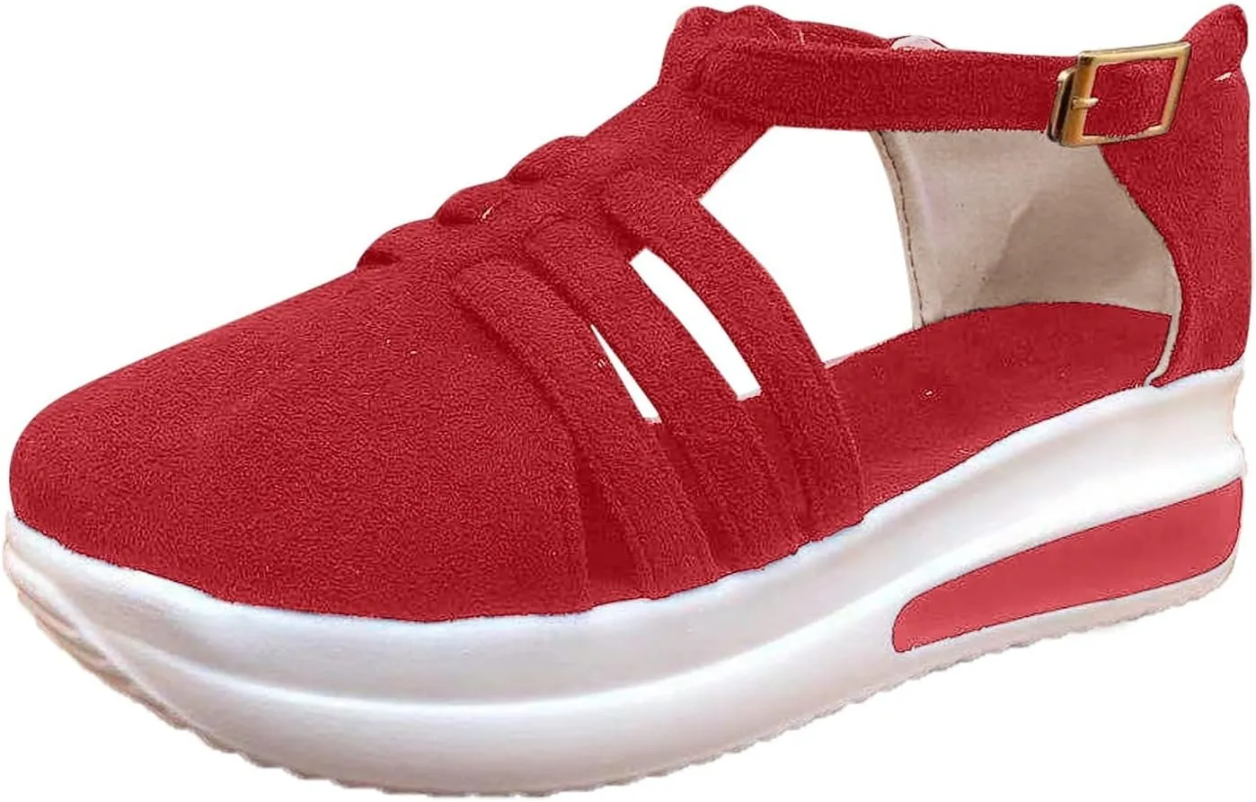 Platform Fisherman Sandals for Women Arch Support Closed Toe Shoes with Strap Comfortable Walking Shoes
