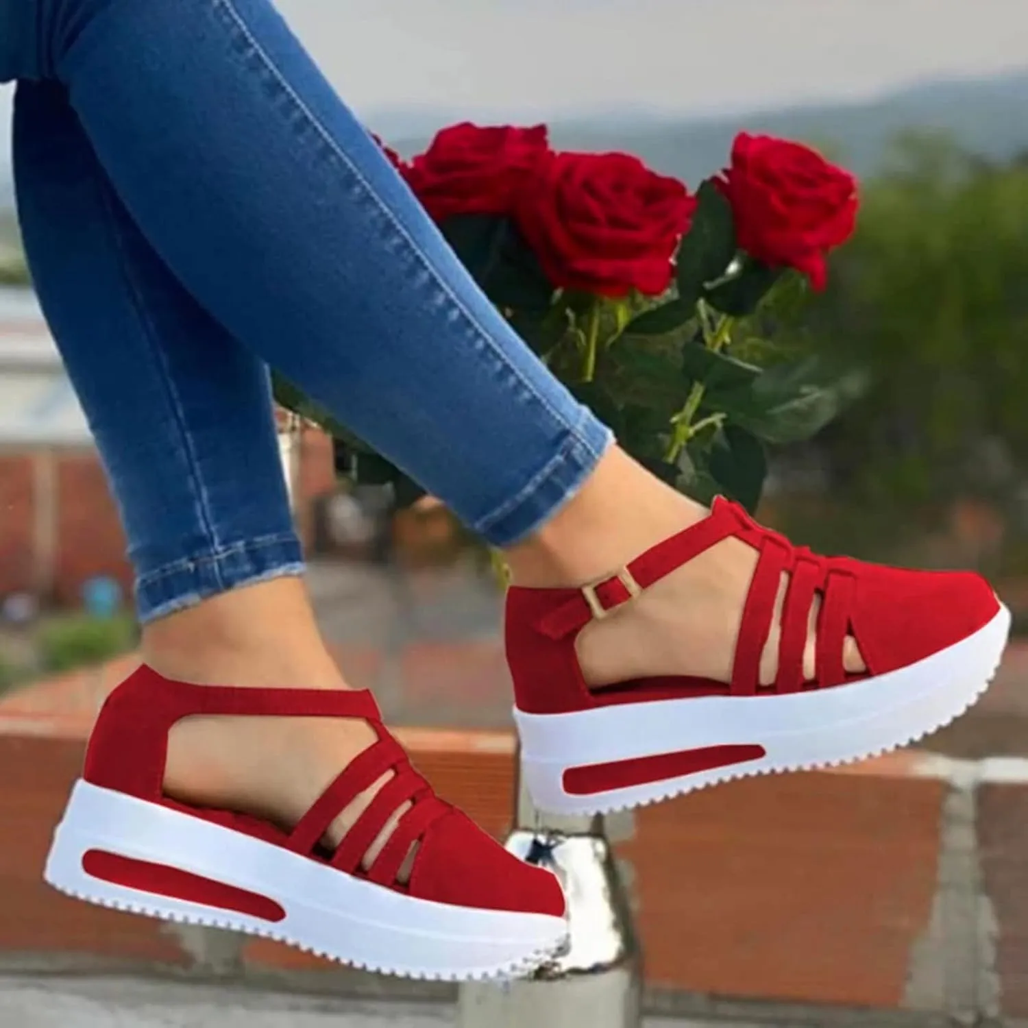 Platform Fisherman Sandals for Women Arch Support Closed Toe Shoes with Strap Comfortable Walking Shoes