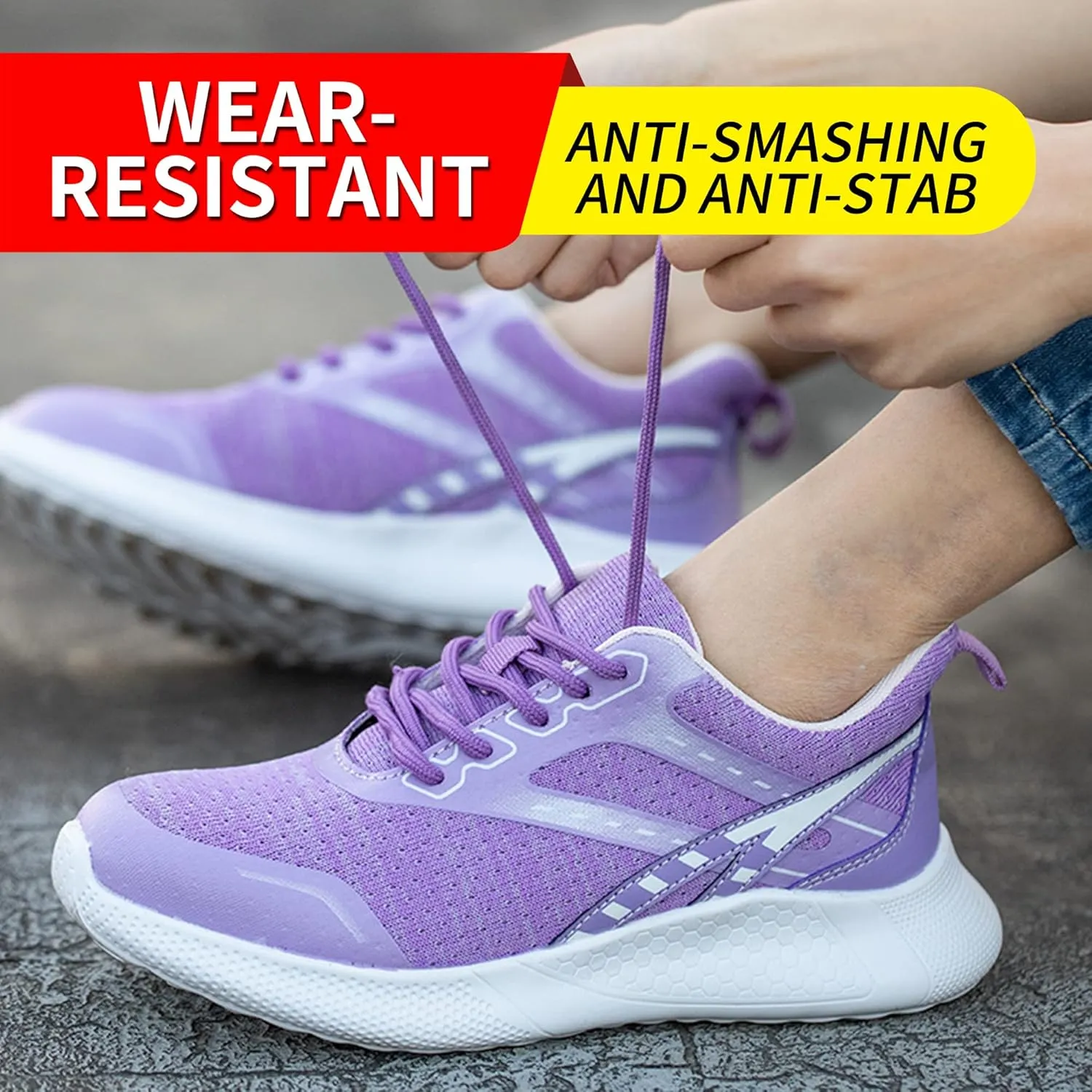 Safety Shoes for Women Steel Toe Work Shoes Lightweight Breathable Industrial Construction Fashion Sneakers
