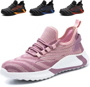 Safety Shoes Steel Toe Shoes for Men Women Breathable Safety Work Sneakers Lightweight Comfortable Proof Slip Resistant Fashion Sneakers Air Cushion Construction Industrial Shoes