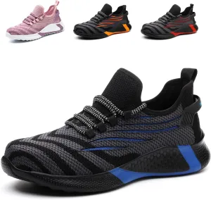 Safety Shoes Steel Toe Shoes for Men Women Breathable Safety Work Sneakers Lightweight Comfortable Proof Slip Resistant Fashion Sneakers Air Cushion Construction Industrial Shoes