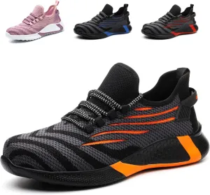 Safety Shoes Steel Toe Shoes for Men Women Breathable Safety Work Sneakers Lightweight Comfortable Proof Slip Resistant Fashion Sneakers Air Cushion Construction Industrial Shoes