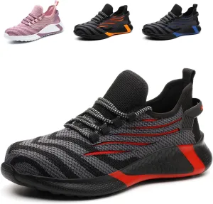 Safety Shoes Steel Toe Shoes for Men Women Breathable Safety Work Sneakers Lightweight Comfortable Proof Slip Resistant Fashion Sneakers Air Cushion Construction Industrial Shoes