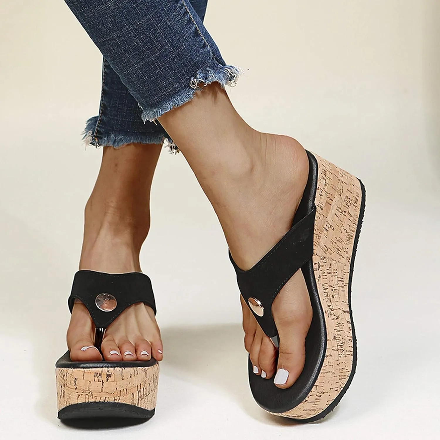 Sandals Lightweight Thong for Walking Slippers Outdoor Fashion Breathable Leisure Shoes Heel Casual Wedge Women's