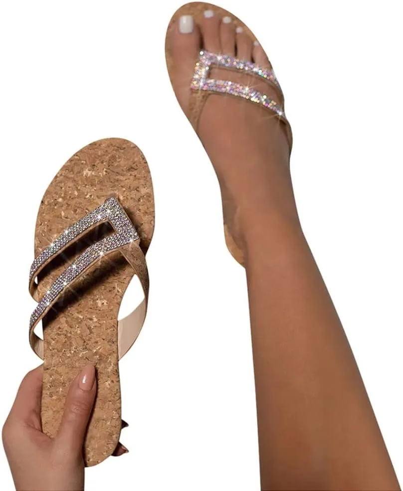Sandals Slip On Indoor Outdoor Sliders Beach Crystal Women's Flops Sandals Casual Flip Slippers Ladies Shoes Women's
