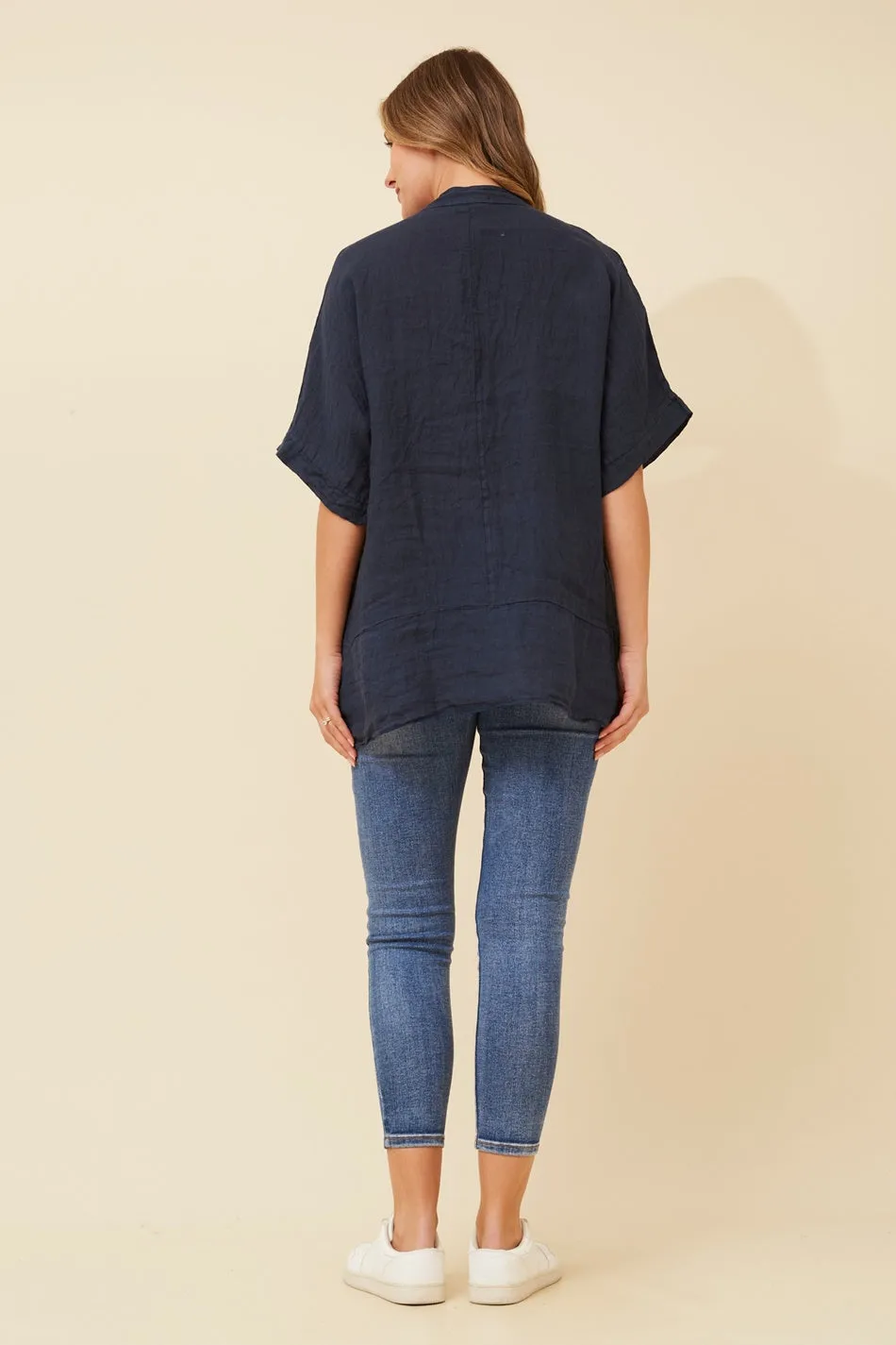 SANTINA PINEAPPLE SEQUIN LINEN TOP