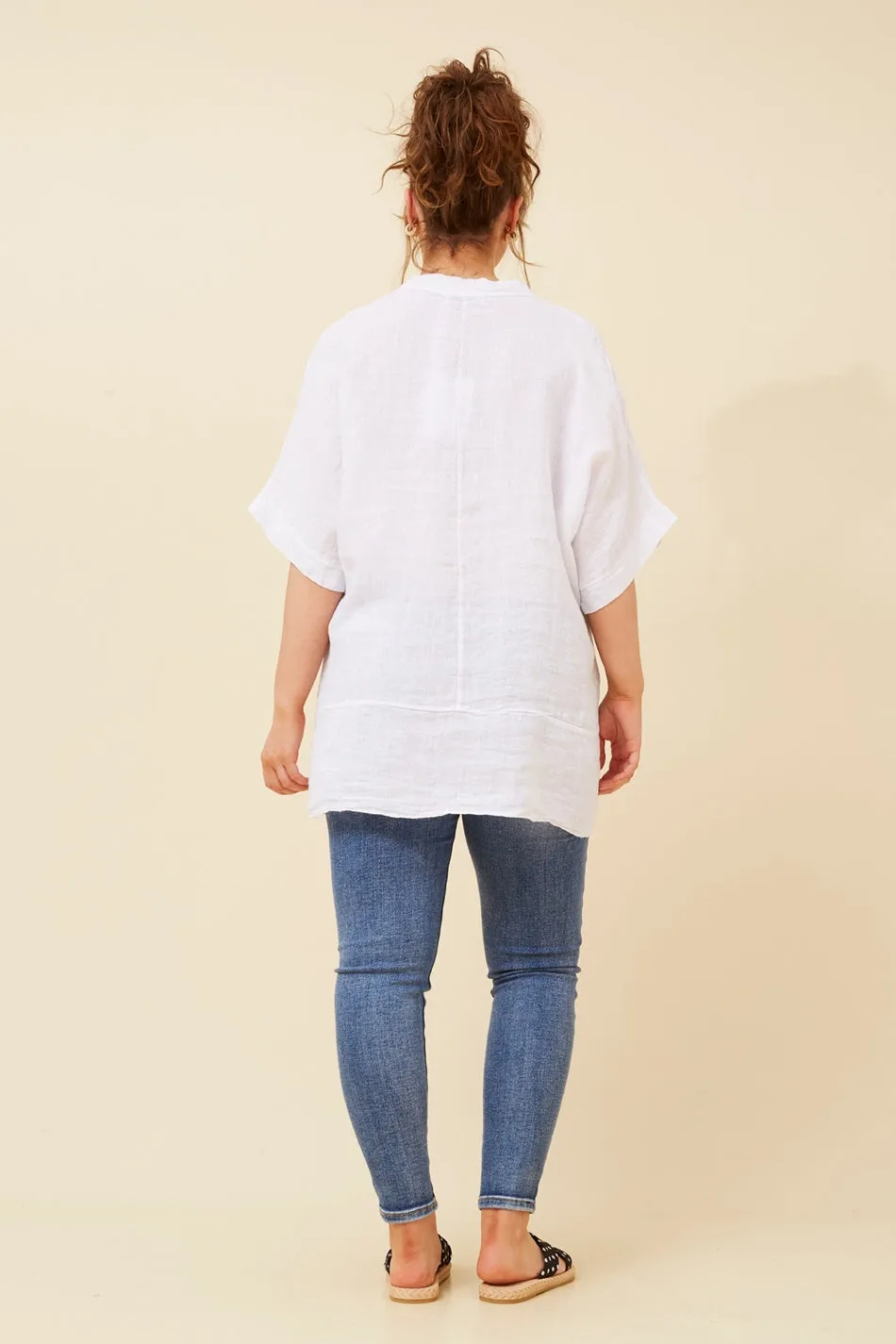 SANTINA PINEAPPLE SEQUIN LINEN TOP