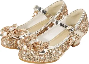 Shoes for Girls,Toddler Girl Glitter Sequins Princess Shoes Low Heels Party Dress Dance Shoes Sandals Shoes 4-8 Years