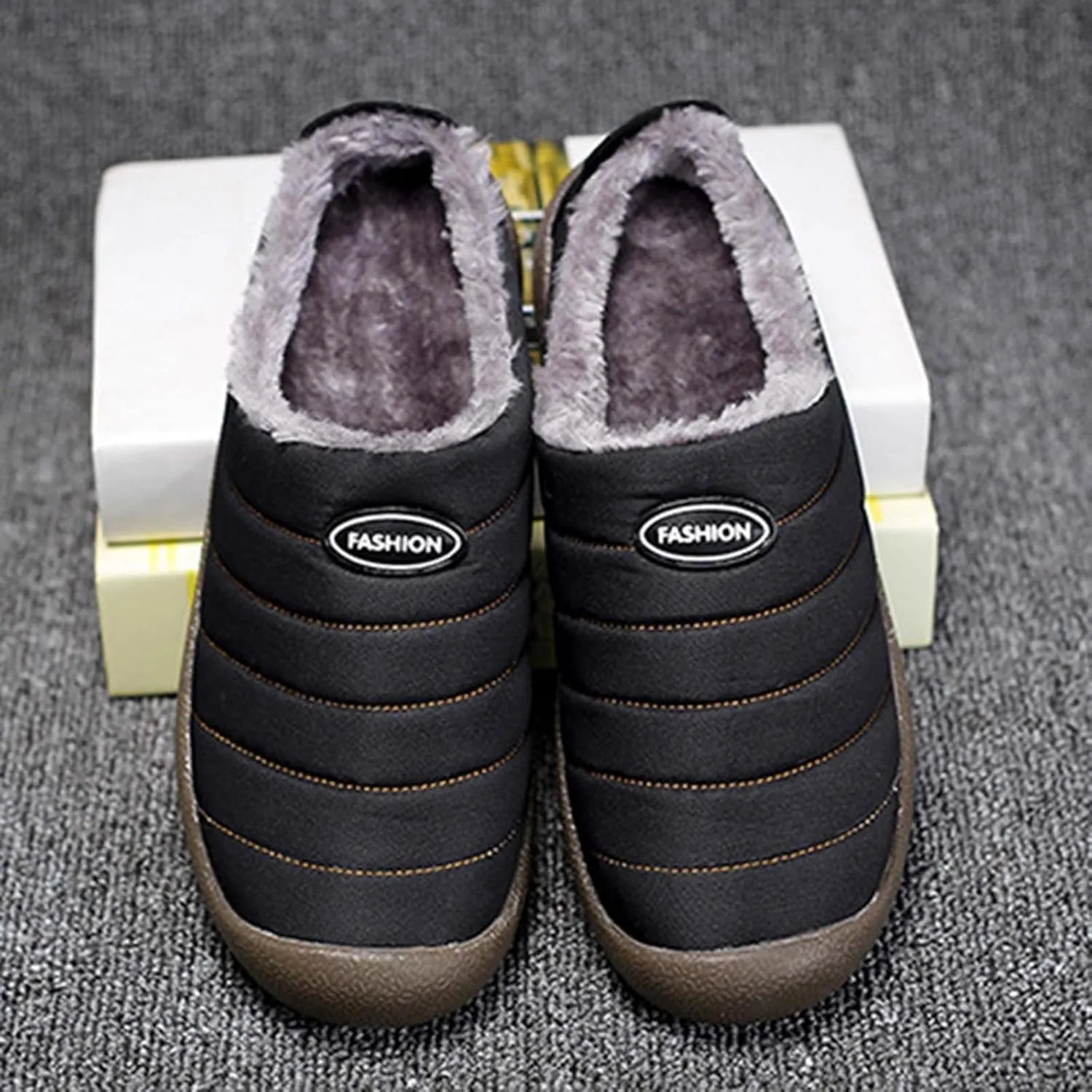 Snow Boots Men Warm Faux Furry Lined Footwear Waterproof Outdoor Casual Winter Boots Non-Slip Cold Weather Shoes Climbing Shoes Hiking Boots